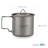 Lixada Outdoor Titanium Cup Mug Pots Tableware Camping Cup Picnic Water Cup Mug of Coffee Tea with Lid 300/350/420/550/650/750ml