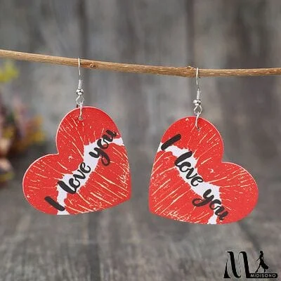 I LOVE YOU Heart Leather Earrings