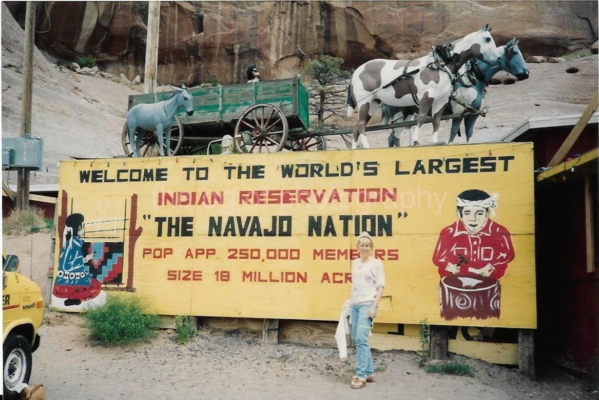 WELCOME TO THE NAVAJO NATION Native American Indian FOUND Photo Poster painting Color 012 8 H