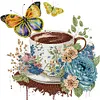 Coffee Flower Butterfly-Partial Speical Shaped Diamond Painting 30*30CM
