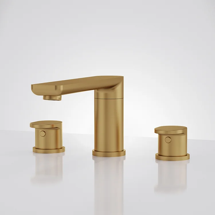 EVERSTEIN Two Handel Deck Mount Bathtub Faucet in Brushed Gold SFS-1157-GD
