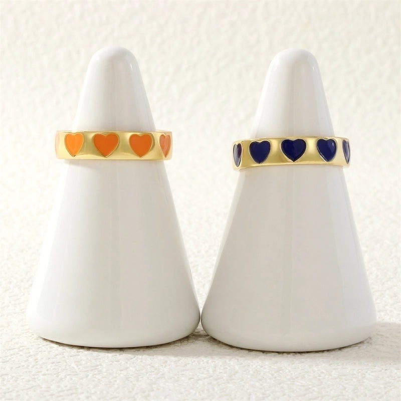 Cute Pentagram Copper Enamel Open Rings