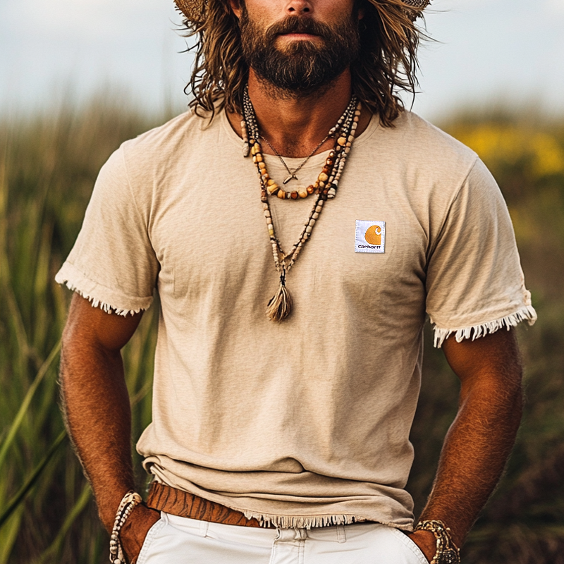 Stylish Straw Hat And Casual T-Shirt Combo For Outdoor Adventures