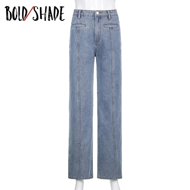 Bold Shade Streetwear 90s Vintage Jeans Denim Indie Aesthetic Y2K Pants Star Pattern Grunge Skater Style Women Trousers 2021 Hot