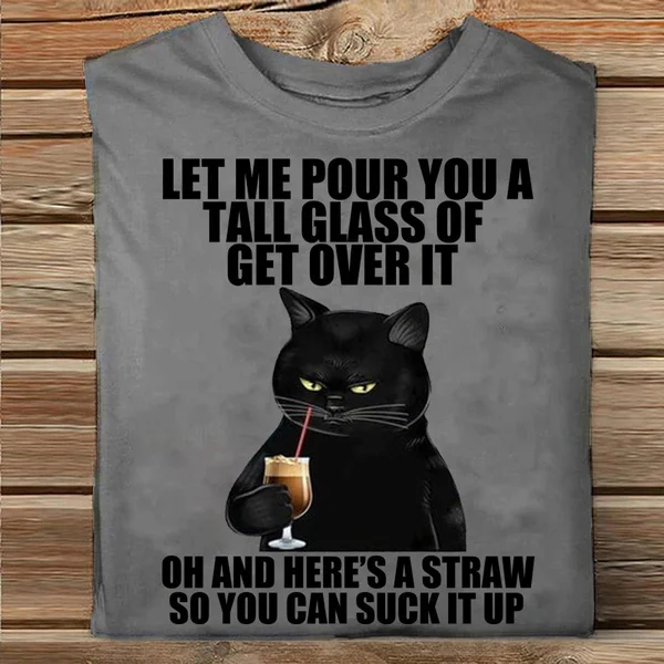 Funny Black Cat Let Me Pour You A Tall Glass, Cat T Shirts For Men Funny, Cat Shirt Funny, Cat Shirts For Men Funny Men/Ladies T Shirt Plus Size S-3XL
