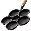 5 Round Holes Egg Frying Pan Cast Iron Omelet Pan for Gas Stove Induction Cooker