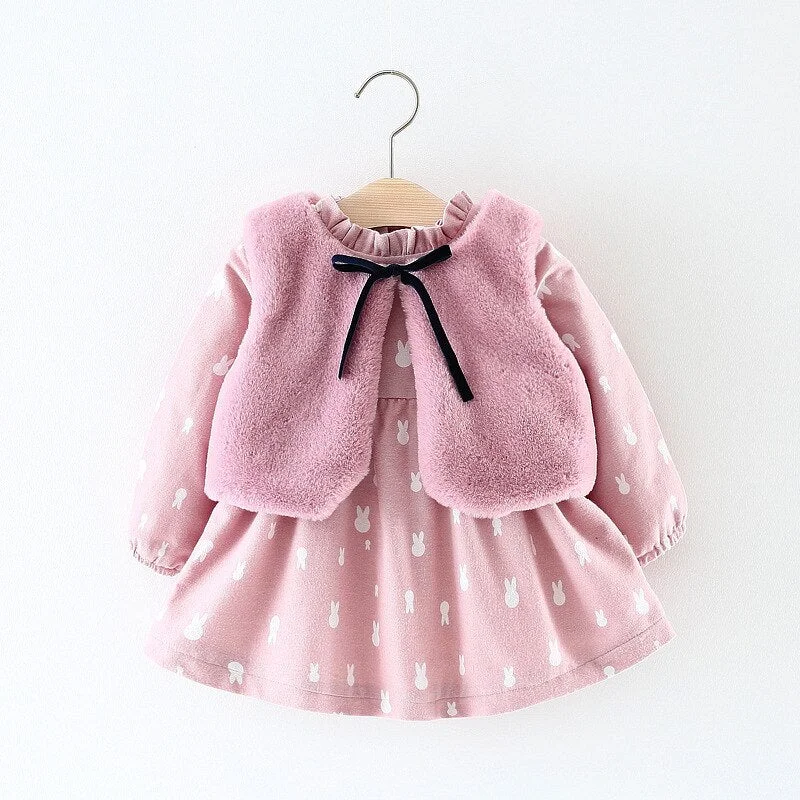 2022 Winter Warm Casual Princess Girls Dress Christmas Party Long Sleeve Cardigan knitted kids Dresses For Girls 6yrs vestidos