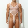 Men's Ice Silk Sexy Transparent Ultra-thin Breathable Bodysuit