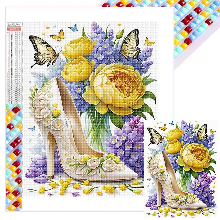 Full Square Diamond Painting - High Heels And Flowers 30*40CM