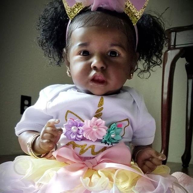 [Best Children Gift] 20" Realistic Black Weighted Reborn Saskia Baby Toddler Silicone Doll Girl Linda Rebornartdoll® Rebornartdoll®
