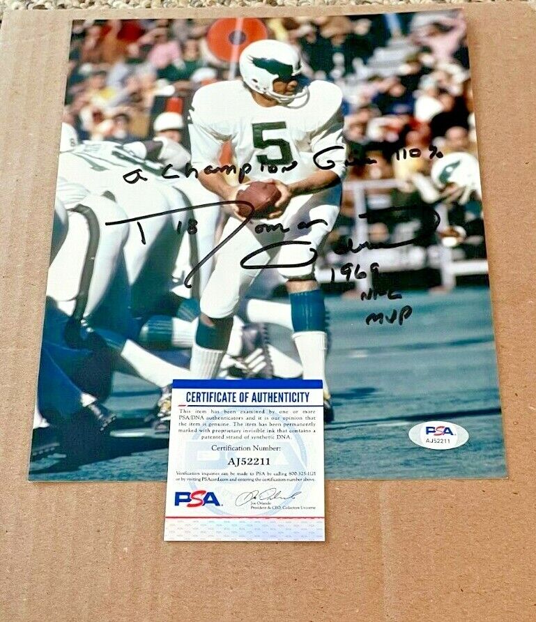 ROMAN GABRIEL SIGNED PHILADELPHIA EAGLES 8X10 Photo Poster painting W/1968 MVP PSA/DNA