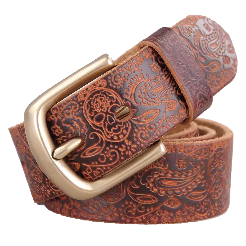 Hand-made Brass Buckle Men's Belt DANRRIO.COM DANRRIO