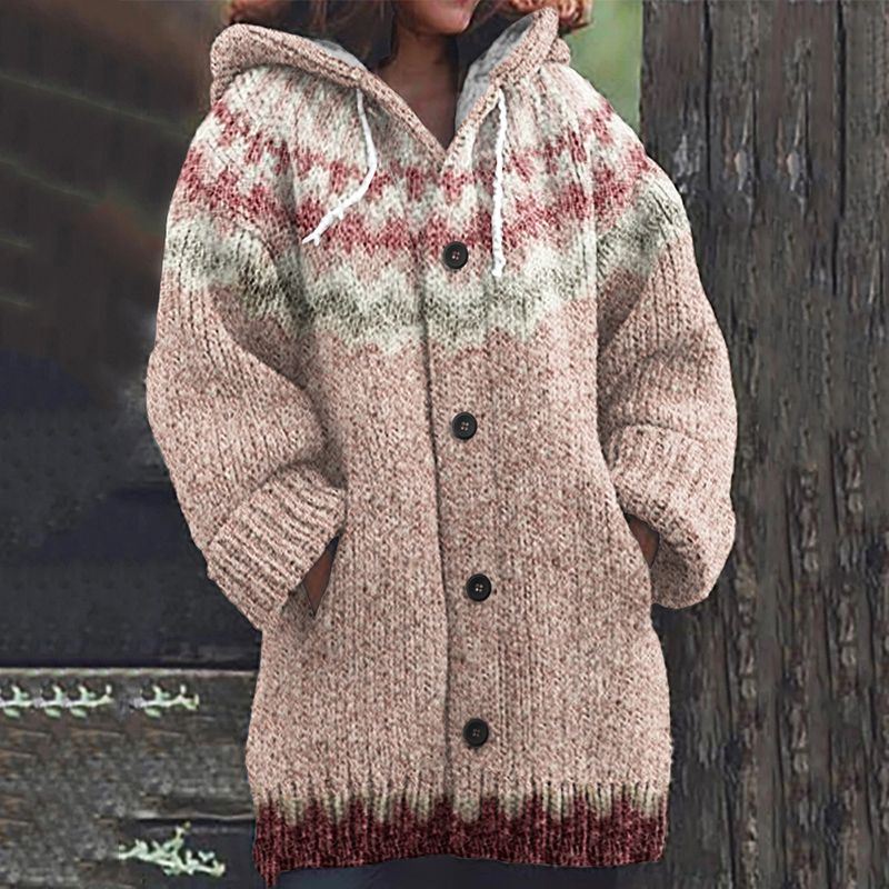 Comstylish Vintage Knit Pattern Iceland Cozy Cardigan Sweater