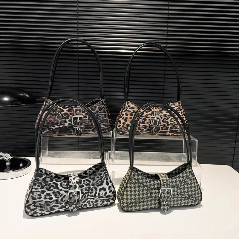 Korean Style French Stick Underarm Bag Leopard Print Fashion Shoulder Bag Trendy Unique PU Leather Leopard Print Bag