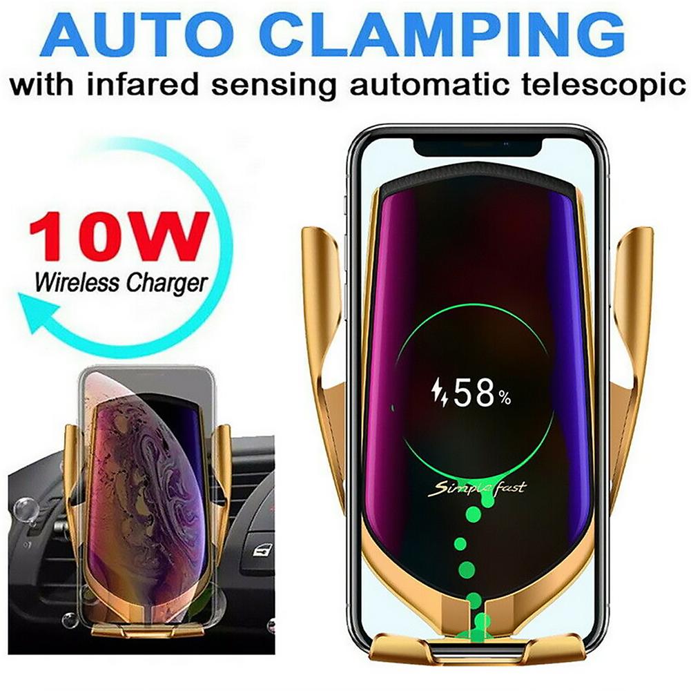 R1 10W Wireless Infrared Sensor Car Charger Phone Holder with GPS (Gold) от Cesdeals WW