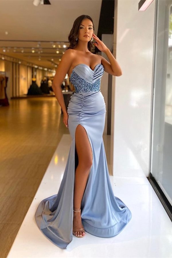 Bellasprom Sweetheart Sequins Prom Dress With Slit Mermaid