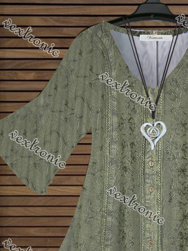 Women Half Sleeve V-neck Floral Printed Graphic Top Dress