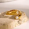 Unique Star Shape Rhinestone Golden Ring