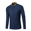 Men's Fashionable Collar Embroidered Solid Color Long Sleeve Loose Shirt