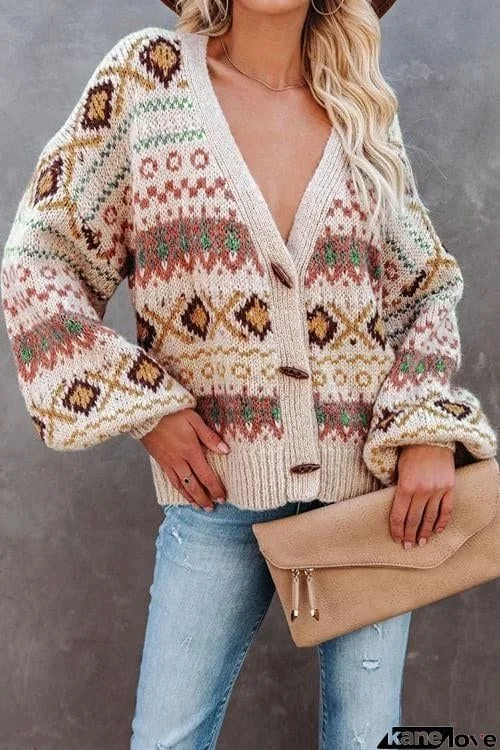 Boho Horn Button Cardigan