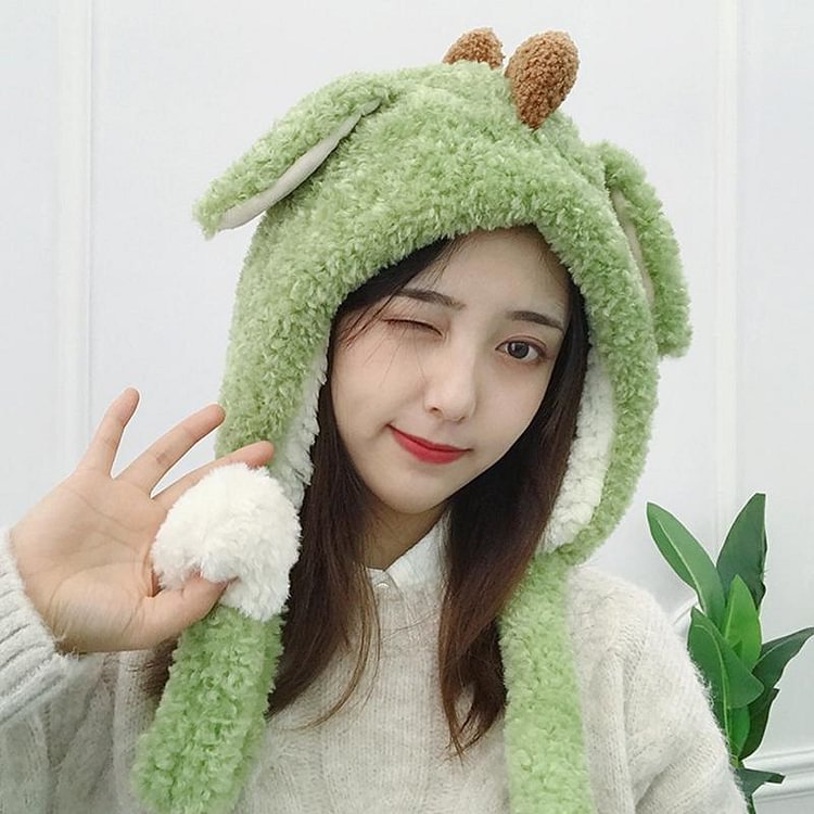 Dinosaur Movable Ears Hat Scarf - Modakawa Modakawa