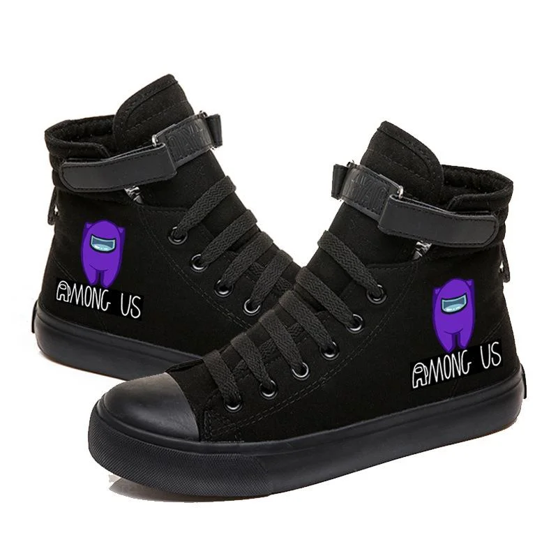 Among Us Printed Round Toe High-top Velcro Flat Canvas Shoes
