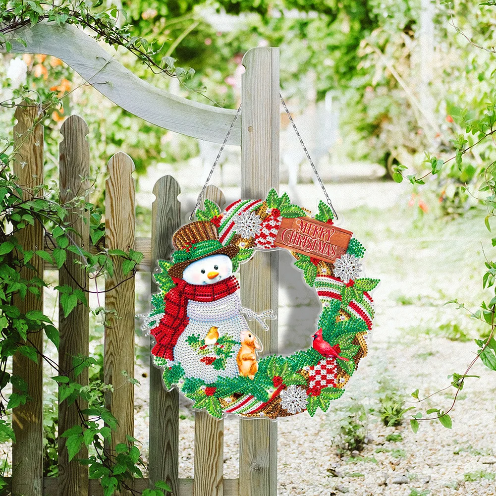 DIY Diamond Painting Art Hanging Wreath - Snowman