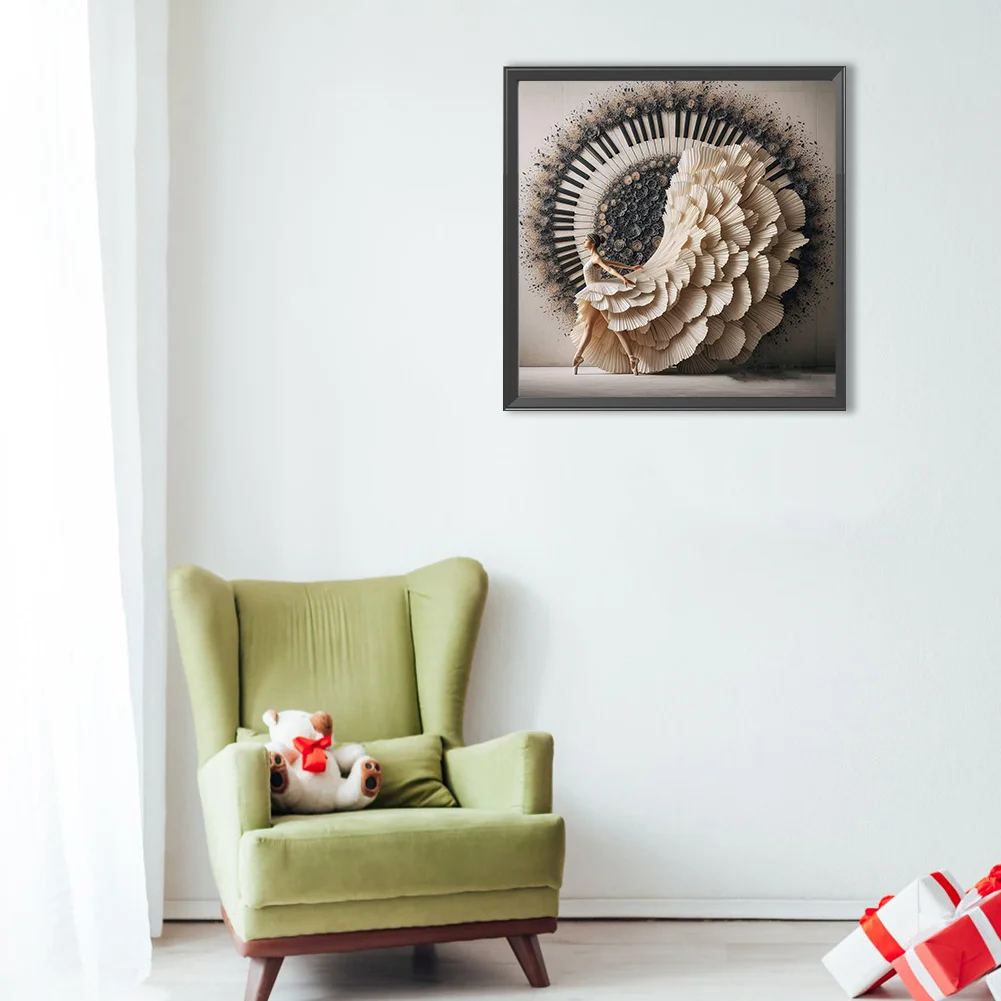 Diamond Painting - Full Round Drill - Piano Girl(Canvas|40*40cm)