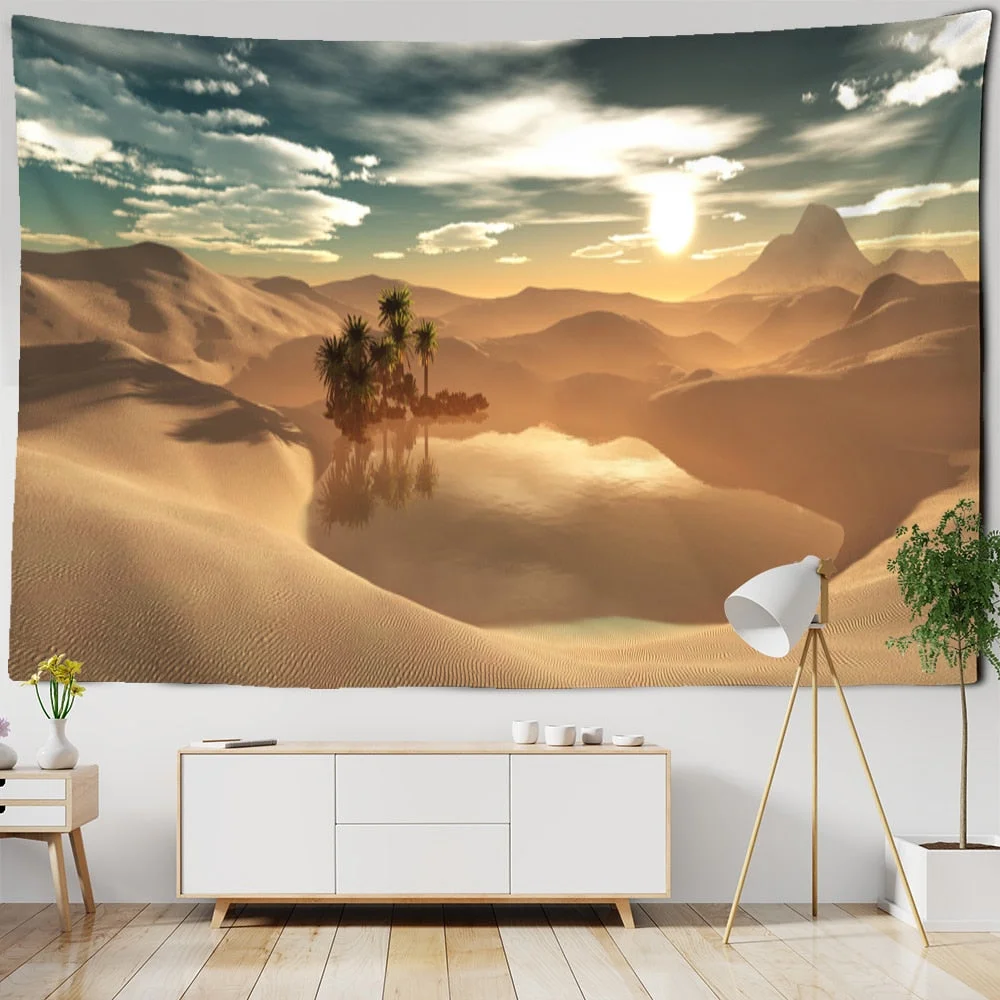 Desert Natural Scenery Tapestry Wall Hanging Hippie Psychedelic Witchcraft Mystery Tapiz Dormitory Home Decor