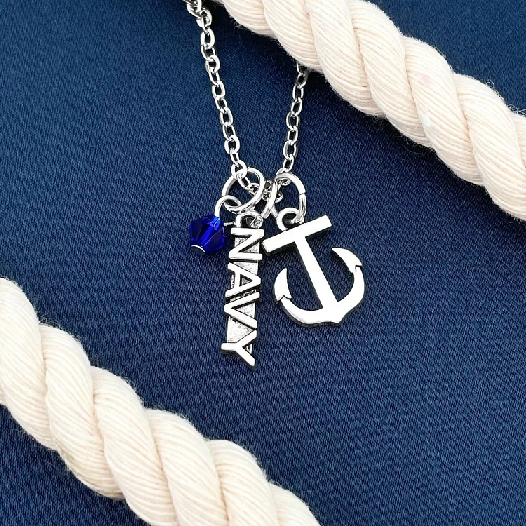 Navy Anchor Necklace