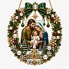 DIY Pearl Diamond Painting Religious Christmas Hanging Ornament Double-Sided Printed Pendant Diamond Art Christian Home Decor Gift