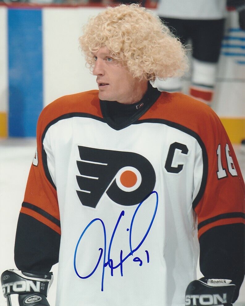 HILARIOUS JEREMY ROENICK SIGNED PHILADELPHIA FLYERS WIG 8x10 Photo Poster painting! Autograph