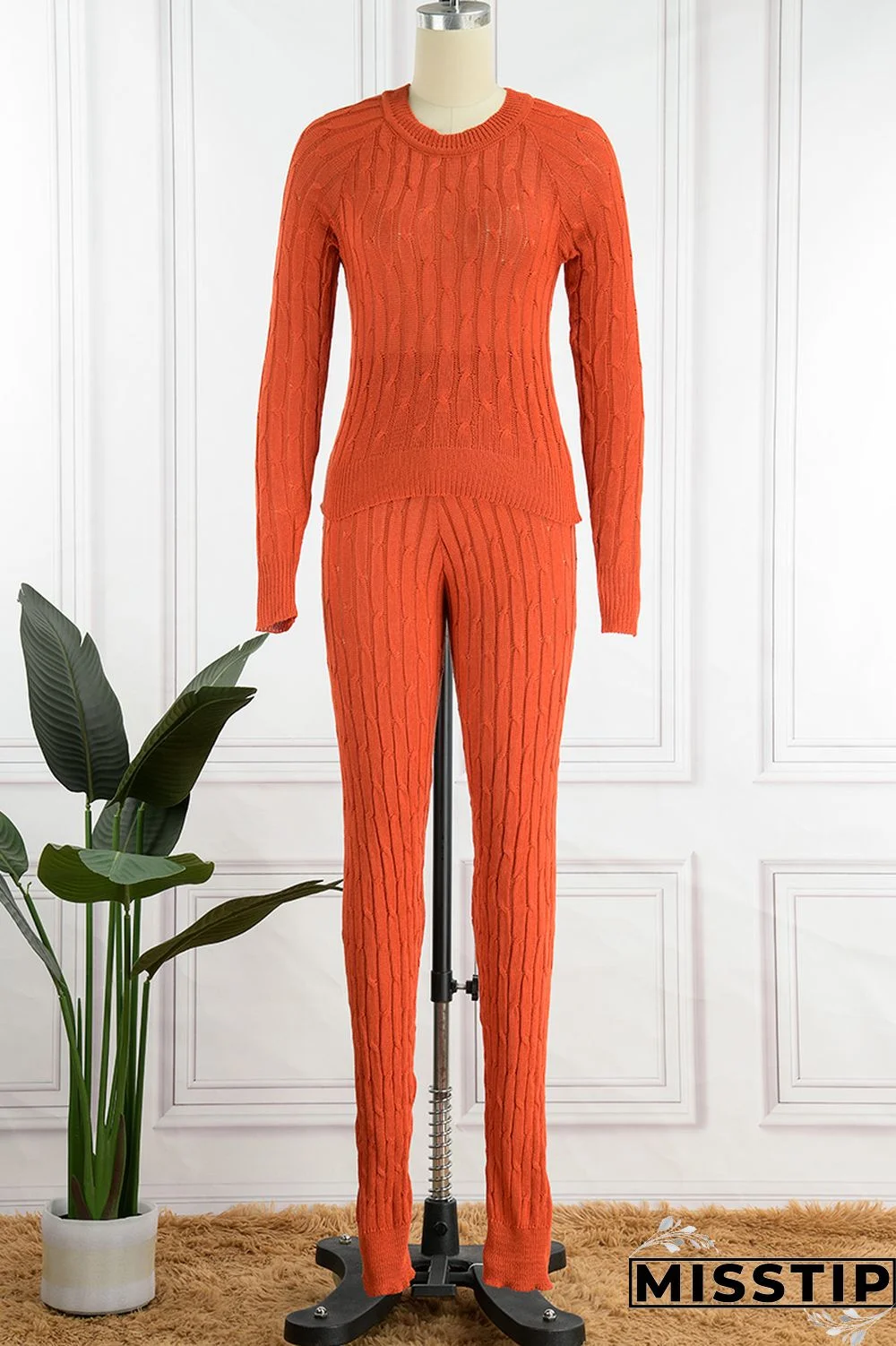 Rose Red Fashion Casual Solid Patchwork O Neck Long Sleeve Two Pieces