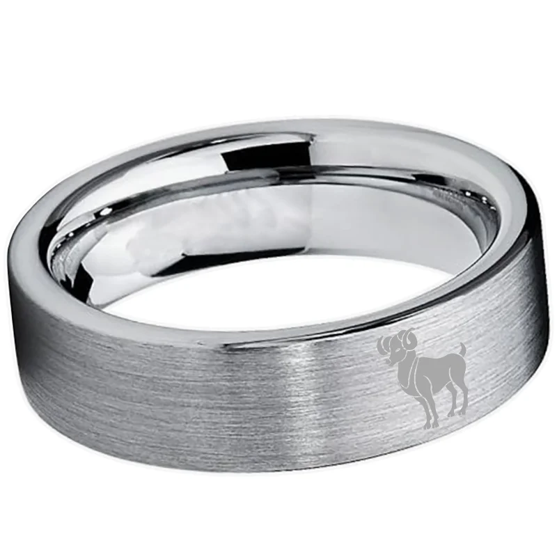 Flat Aries Tungsten Wedding Bands Tungsten Rings Sliver Comfort fit for Women or Men 4MM 6MM 8MM