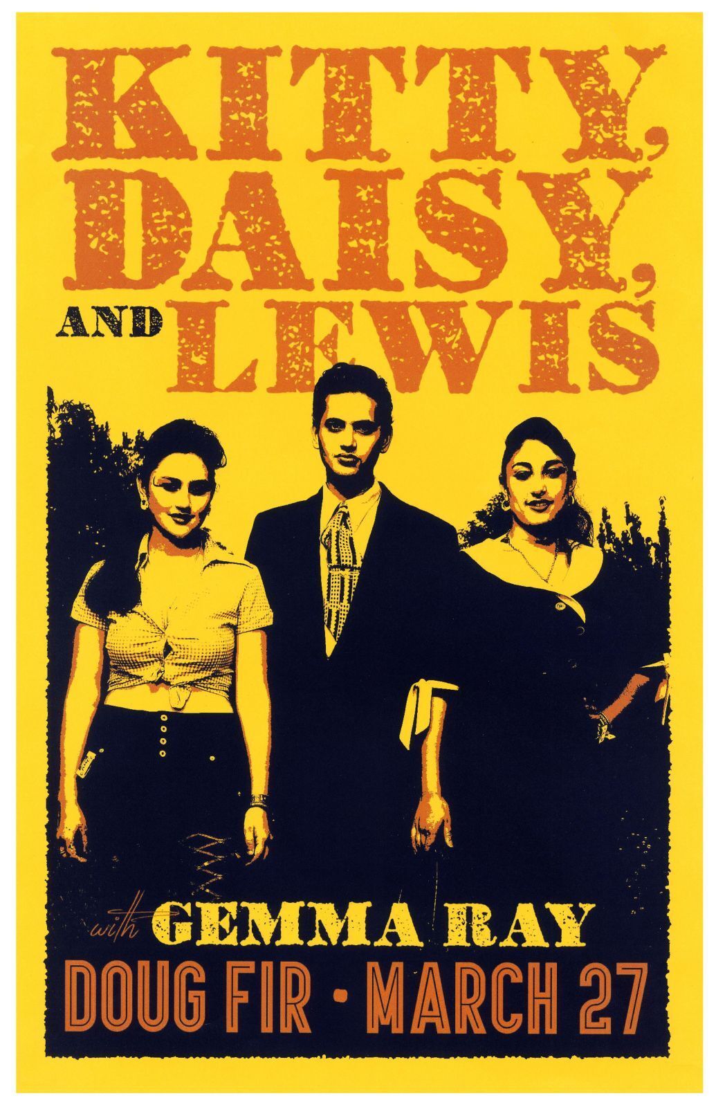 KITTY, DAISY & LEWIS 2015 Gig POSTER Portland Oregon Concert