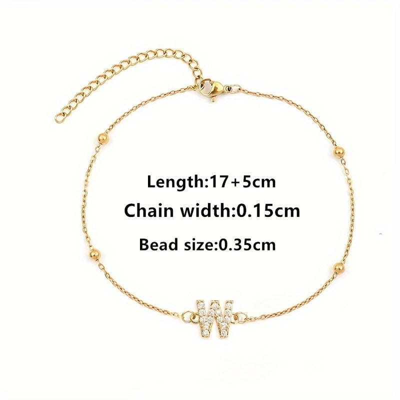 Elegant Minimalist Letter 201 Stainless Steel 304 Stainless Steel Zircon Bracelets In Bulk