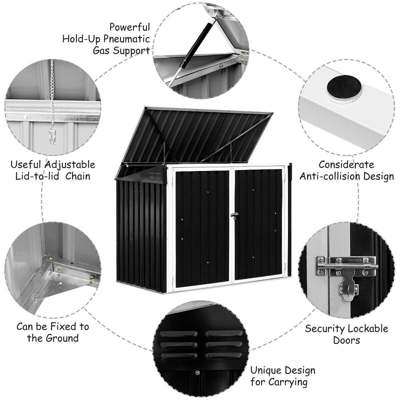 Eletriclife Horizontal Storage Shed 68 Cubic Feet for Garbage Cans
