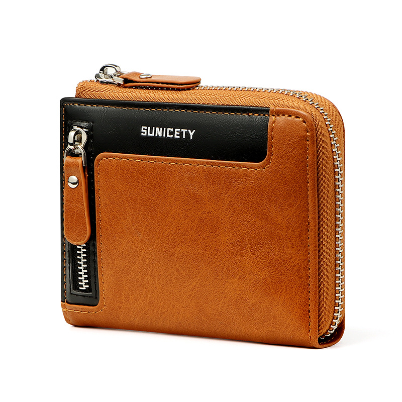 Men's Multifunctional Zipper Short Wallet