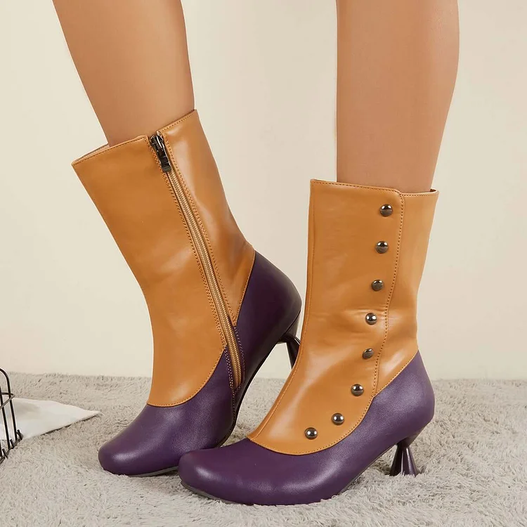 Kitten heel mid calf 2024 boots