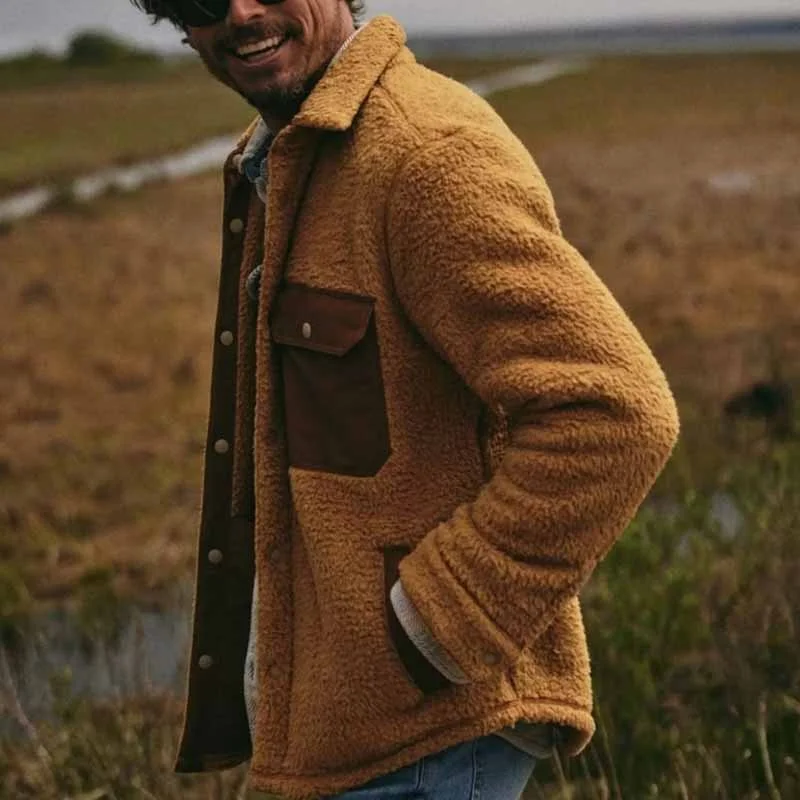 Vintage Lambswool Clash Color Collage Mens Jacket Coat Coat