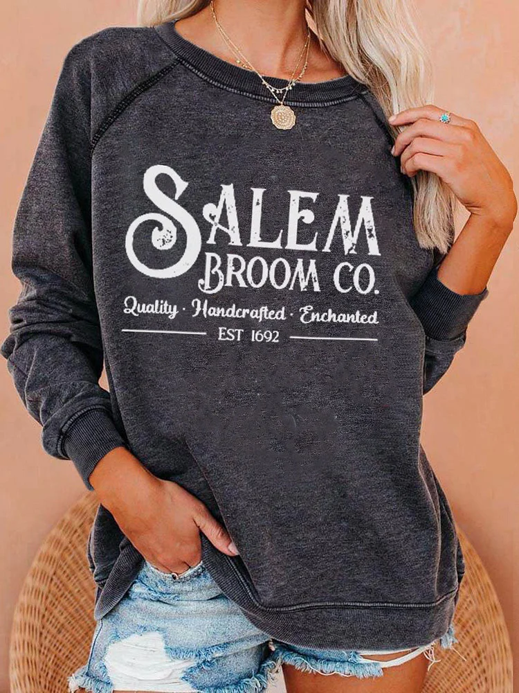 VChics Halloween Salem Broom Co Casual Sweatshirt