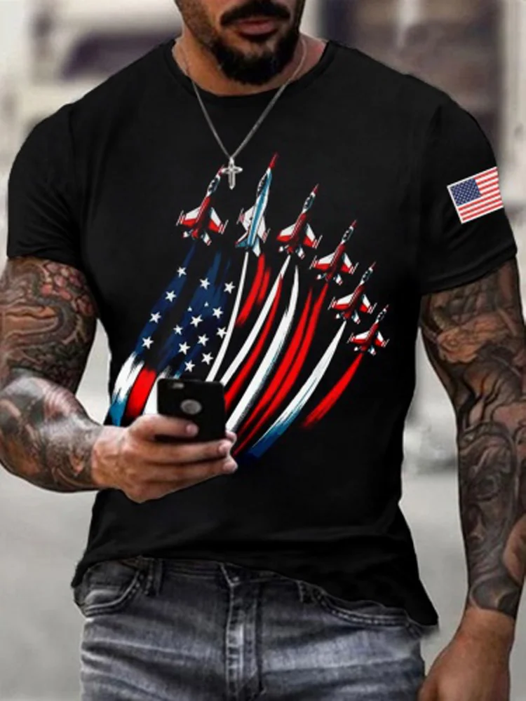 Men's Independence Day American Flag Print T-shirt