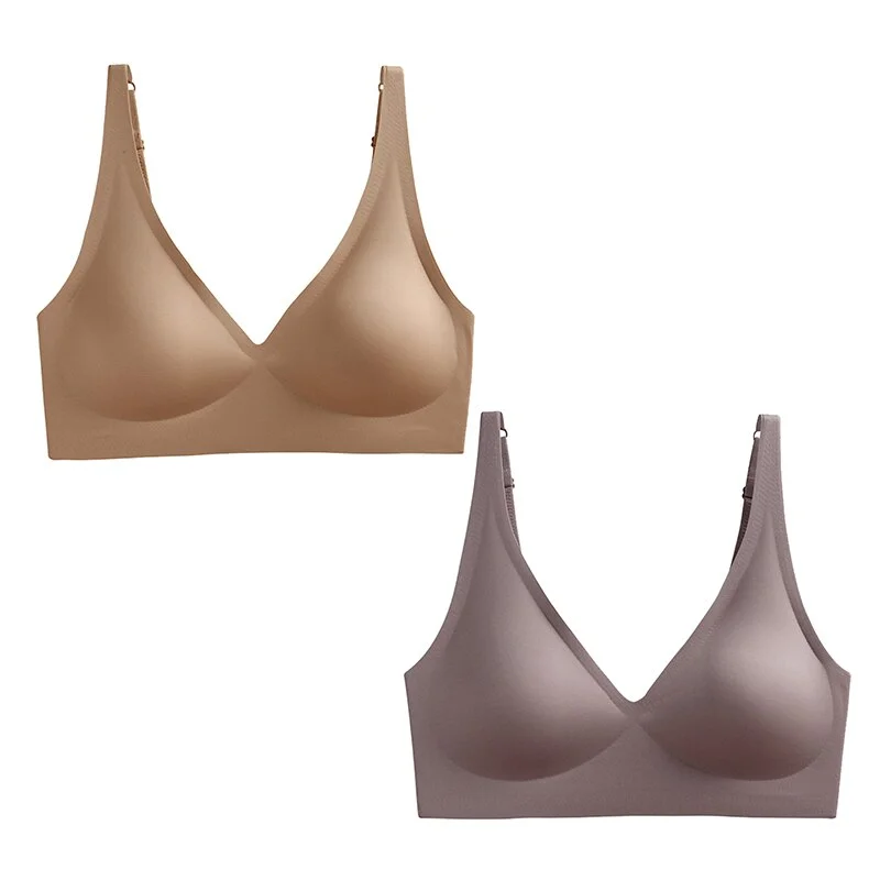 Billionm 2PCS Plus Size Sexy Seamless Bras For Women Wire Free Underwear BH Push Up Bralette With Pad Vest Top Soft Bra Brassiere Lingeri