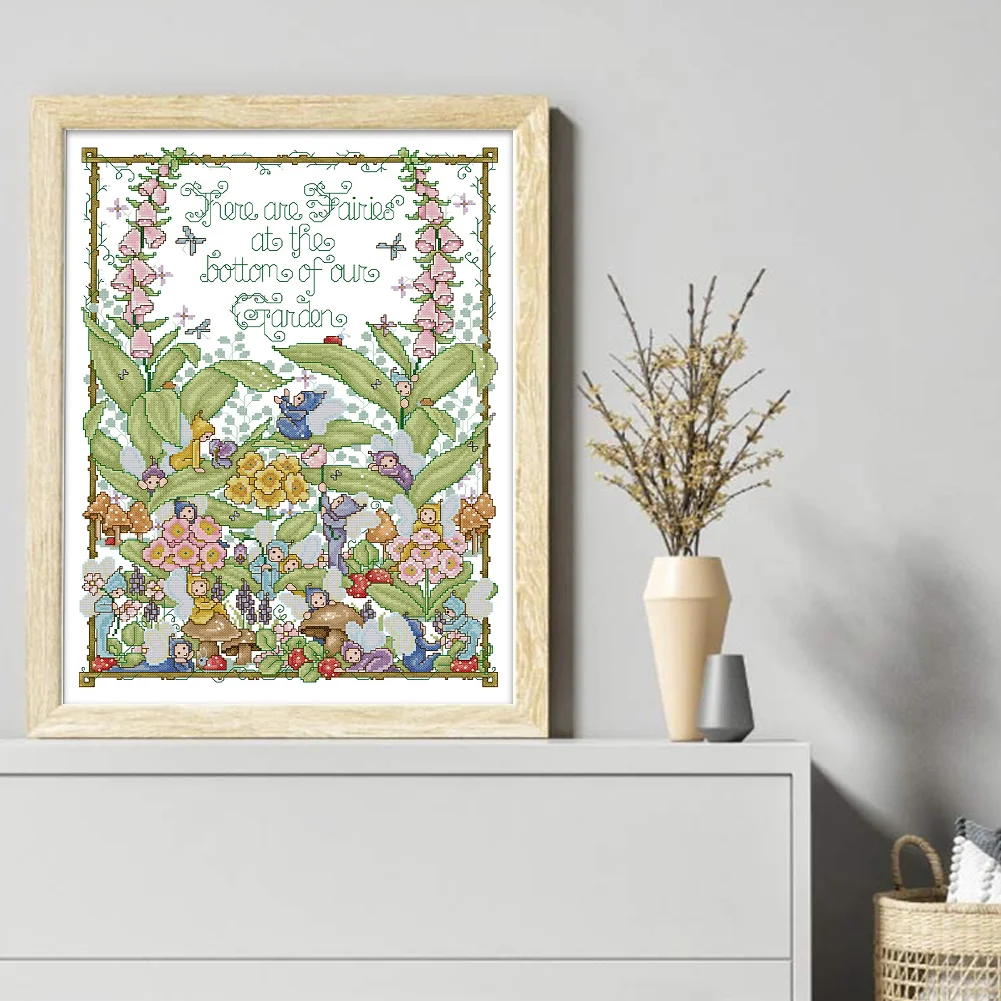 14CT Full Stamped Cross Stitch - Garden Elf(Canvas|41*52CM)