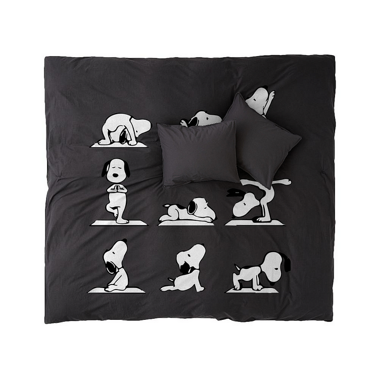 Snoopy Different Yoga Poses, Snoopy Duvet Cover Set