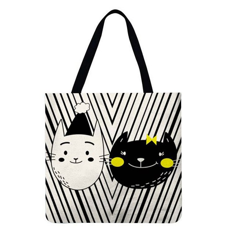 【ONLY 2pcs Left】Linen Tote Bag - Cartoon Cat
