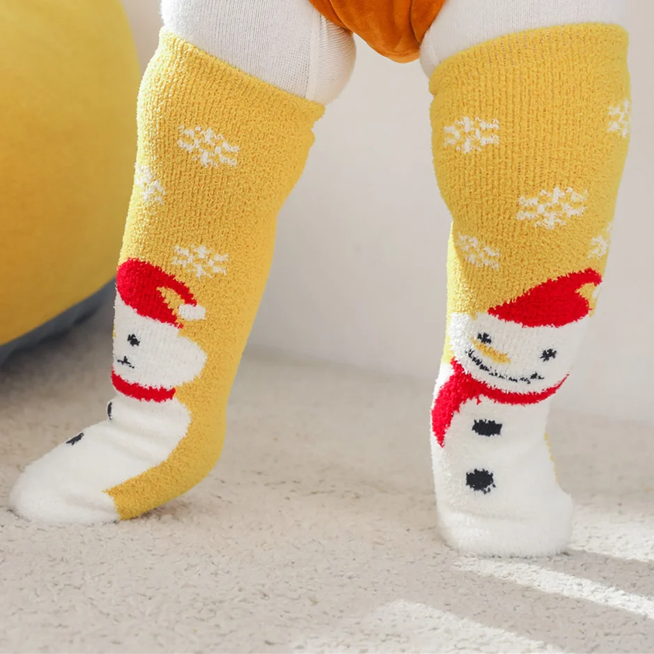 1 Pair Adorable Newborn Christmas Snowman Baby Socks