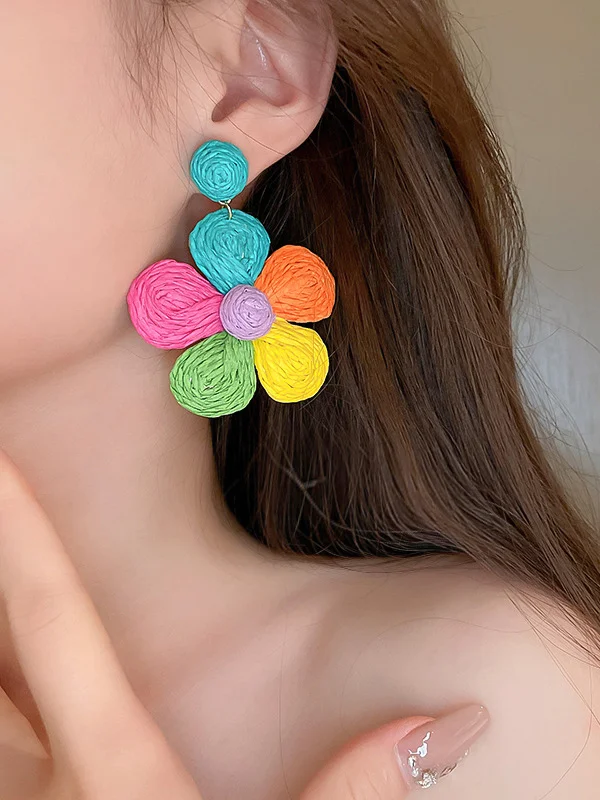 Flower Shape Colorful Drop Earrings