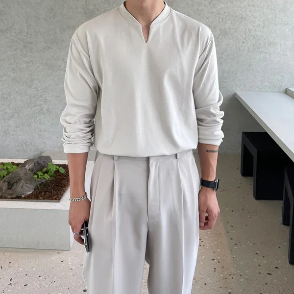 Gentleman Business Cotton Elastic Long-sleeved Slim Polo Shirt