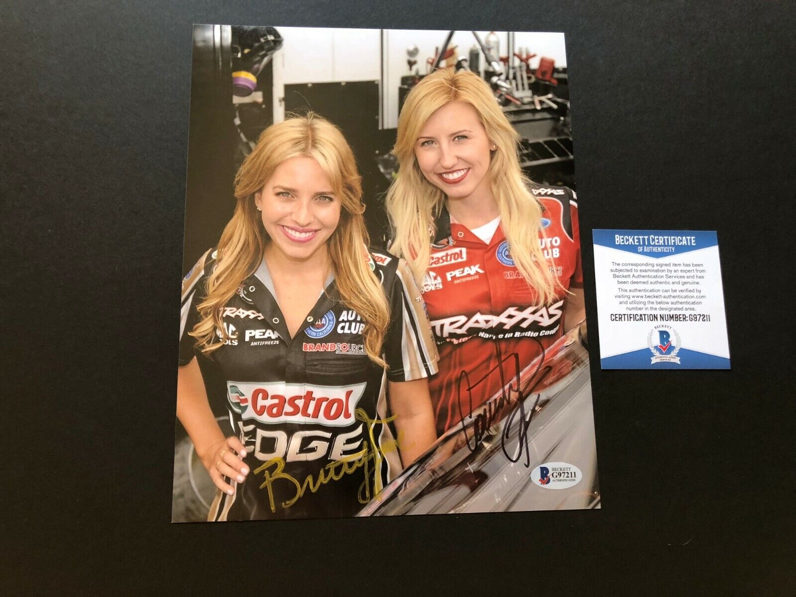 Brittany & Courtney Force Hot! signed auto NHRA drag 8x10 Photo Poster painting Beckett BAS coa